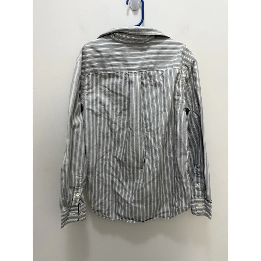Ralph‎ Lauren Boys Striped Long Sleeve Button Down Shirt Size M (10-12) Gray